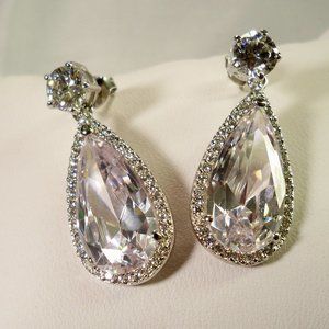 New Bella Luce Teardrop Cut Cubic Zirconias Silver Earrings